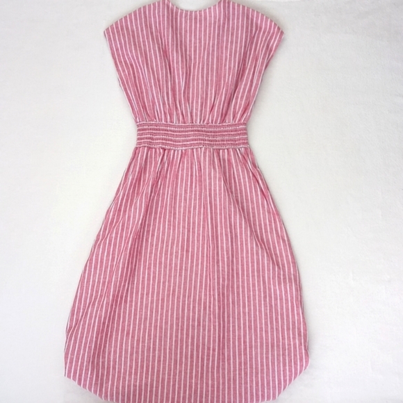 *** Re-Listed** Beautiful Max Studio Red w White Stripes Linen High Low Dress S - Picture 6 of 10
